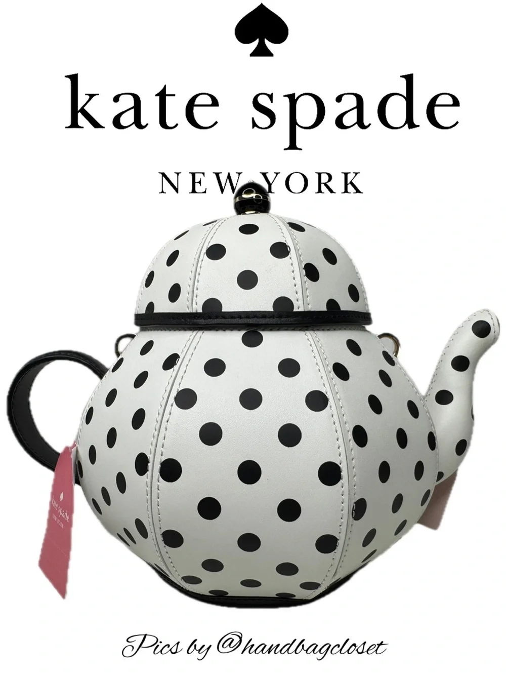 Kate Spade Polkadot Tea Party Crossbody Alice In Wonderland Teapot Novelty Bag